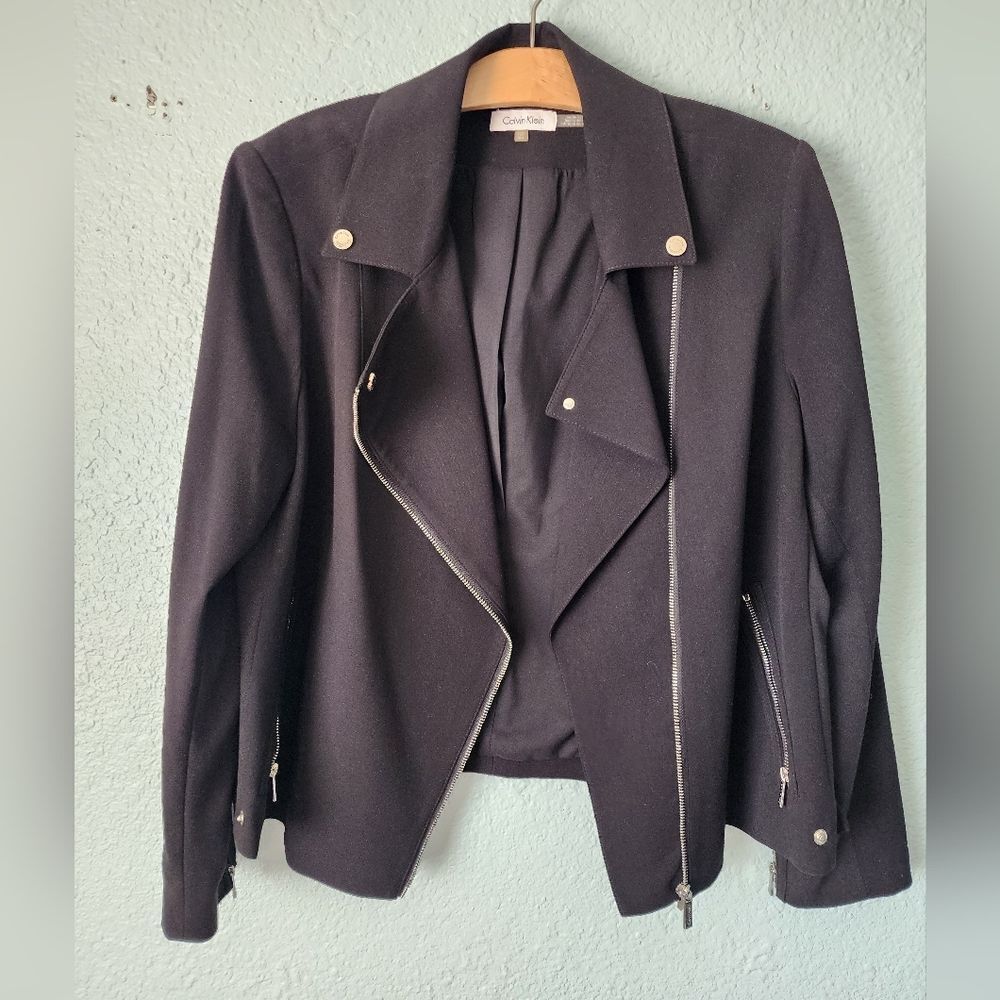 Calvin Klein Women's Black Blazer with Silver Accents